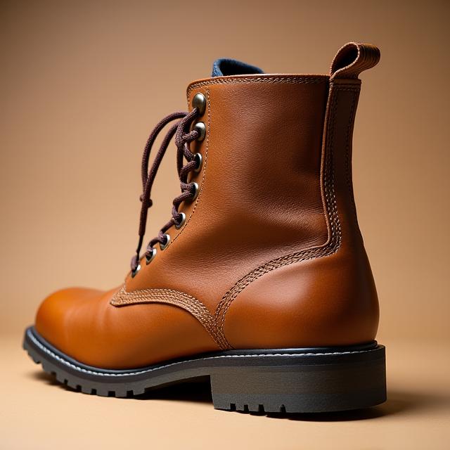 Bota de media caña con cordones en piel robusta de color tostado, duradera y con carácter.